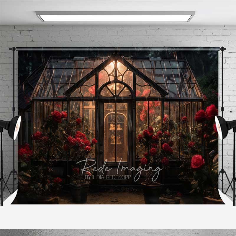 Aperturee Vintage Greenhouse Rose Photography Backdrop Floral Theme Photo Background