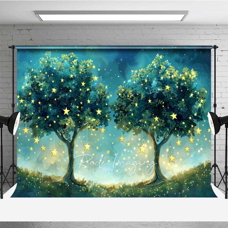 Aperturee Fantasy Starry Tree Photography Backdrop Magic Theme Photo Background