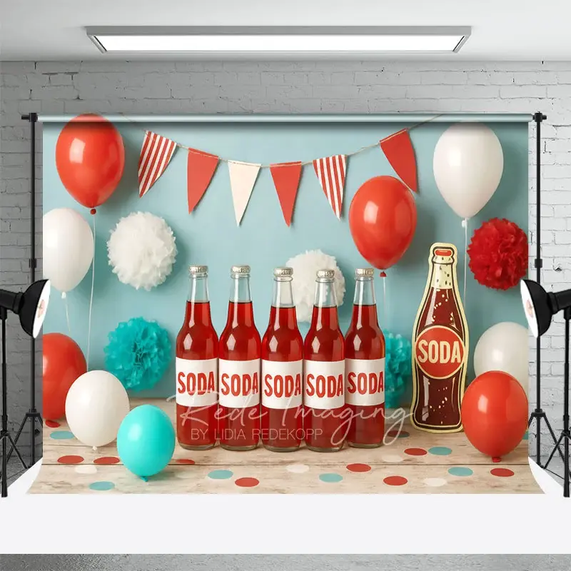 Aperturee Summer Soda Fresh Flag Birthday Cake Smash Backdrop, 3X2FT(1MX0.6M), 14 USD, birthday cake smash backdrops, LRHD8K38-M