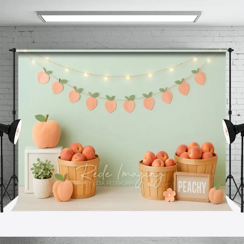 Aperturee Fresh Pink Peachy Lights Wall Cake Smash Backdrop, 3X2FT(1MX0.6M), 14 USD, birthday cake smash backdrops, LRHD8K69-M