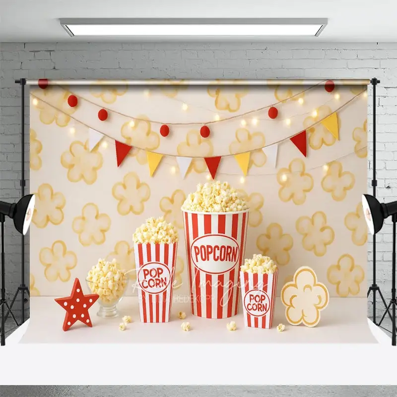 Aperturee Popcorn Wall Flags Light Photo Cake Smash Backdrop, 3X2FT(1MX0.6M), 14 USD, birthday cake smash backdrops, LRHD8K94-M