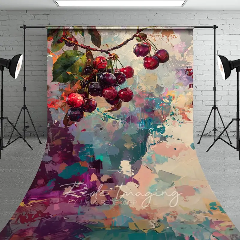 Aperturee Messy Abstract Paint Cherries Fine Art Sweep Backdrop, 5 x 7 ft (1.5 x 2.1 m), 42 USD, sweep backdrops, LRSD1K61-D