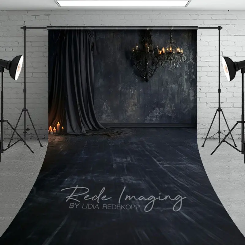 Aperturee Dark Black Room Curtain Candle Retro Wall Sweep Backdrop, 5 x 7 ft (1.5 x 2.1 m), 42 USD, sweep backdrops, LRSD1K84-D