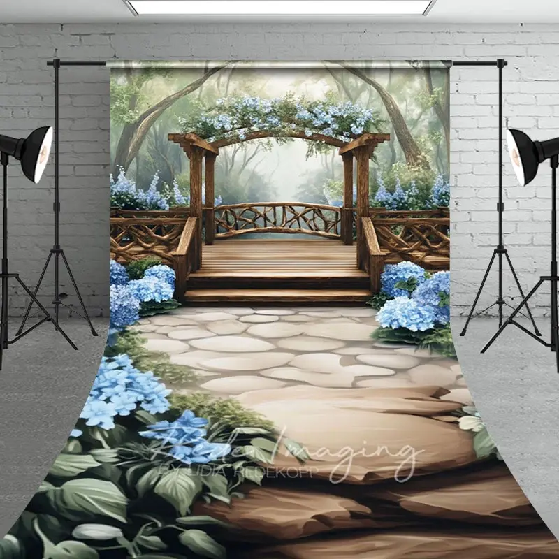 Aperturee Mothers Day Blue Floral Spring Arch Sweep Backdrop, 5 x 7 ft (1.5 x 2.1 m), 42 USD, sweep backdrops, LRSD2K17-D