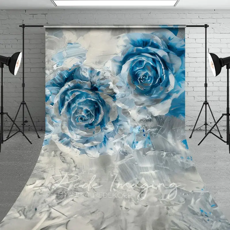 Aperturee Silver Blue Abstract Floral Fine Art Sweep Backdrop, 5 x 7 ft (1.5 x 2.1 m), 42 USD, sweep backdrops, LRSD2K40-D