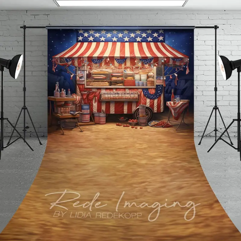 Aperturee Usa Flag Food Truck Independence Day Sweep Backdrop, 5 x 7 ft (1.5 x 2.1 m), 42 USD, sweep backdrops, LRSD2K66-D