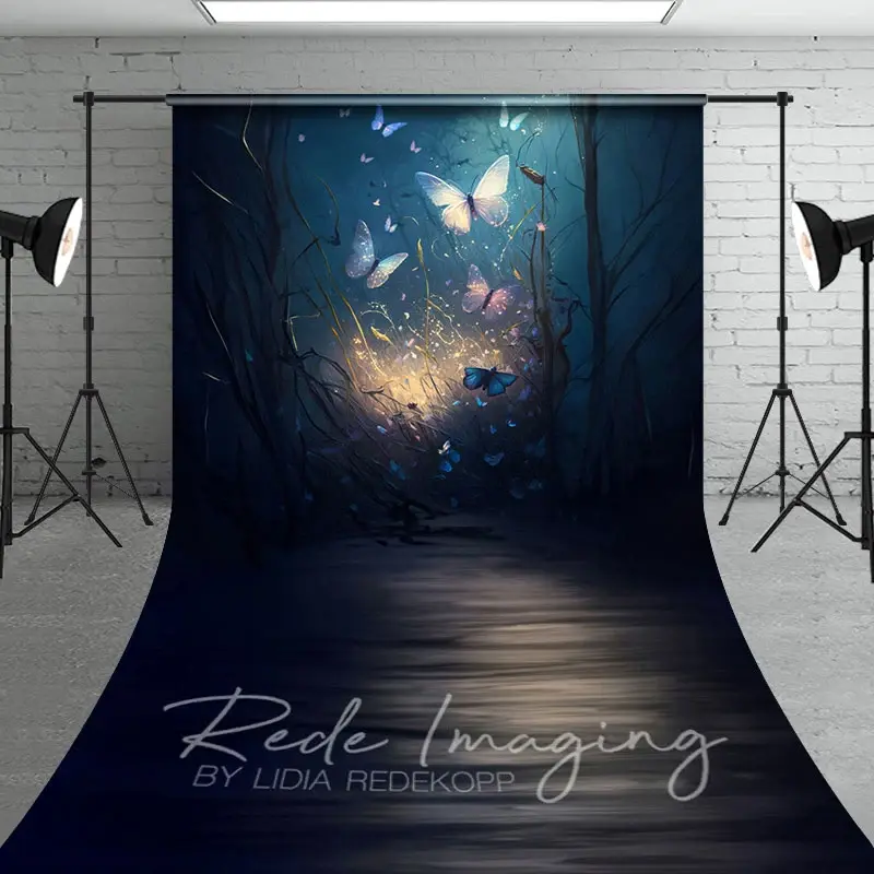 Aperturee Lighted Mystical Butterflies Fine Art Sweep Backdrop, 5 x 7 ft (1.5 x 2.1 m), 42 USD, sweep backdrops, LRSD2K76-D