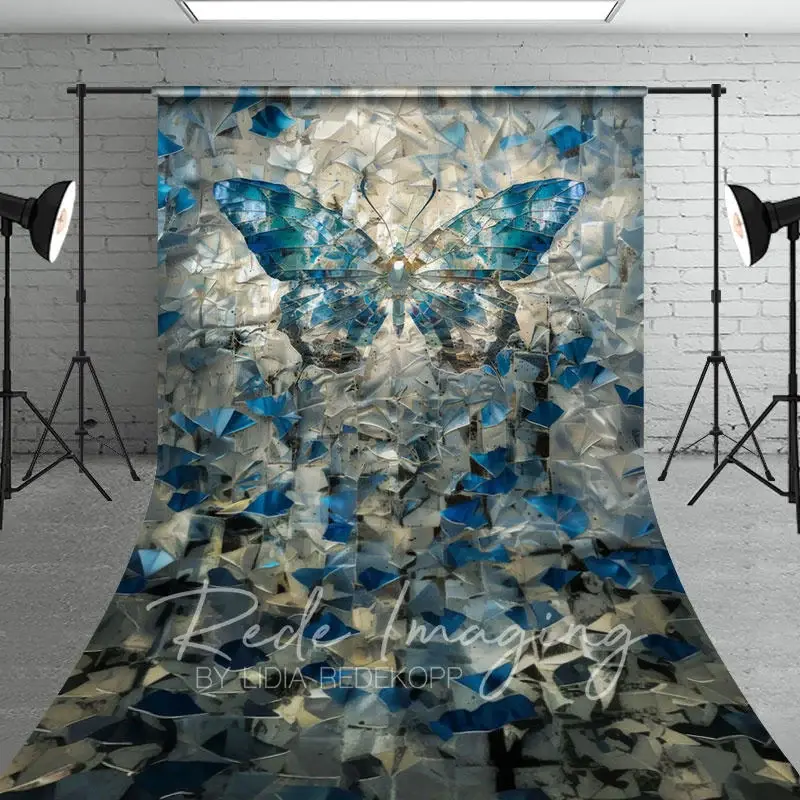 Aperturee Blue Abstract Crystal Butterfly Sweep Photo Backdrop, 5 x 7 ft (1.5 x 2.1 m), 42 USD, sweep backdrops, LRSD3K78-D