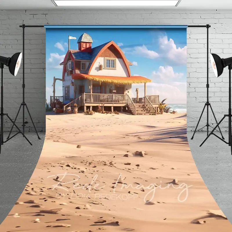 Aperturee Natural Sandy Beach House Summer Sweep Photo Backdrop, 5 x 7 ft (1.5 x 2.1 m), 42 USD, sweep backdrops, LRSD4K48-D
