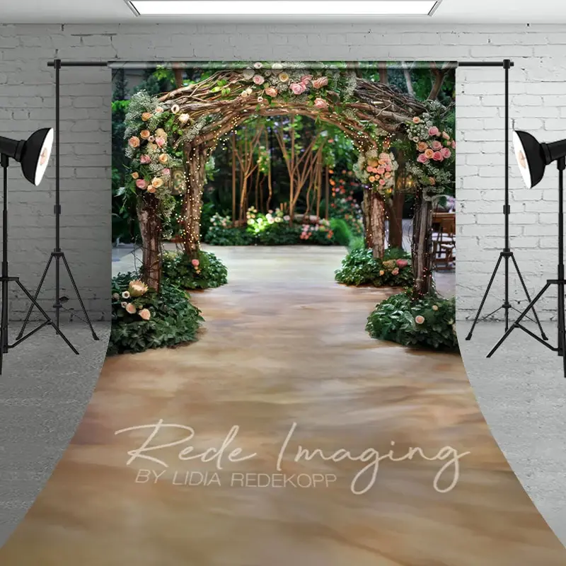 Aperturee Romantic Floral Arch Pavilion Wedding Sweep Backdrop, 5 x 7 ft (1.5 x 2.1 m), 42 USD, sweep backdrops, LRSD4K60-D