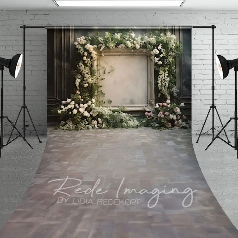 Aperturee Retro Black Wall Floral Frame Wedding Sweep Backdrop, 5 x 7 ft (1.5 x 2.1 m), 42 USD, sweep backdrops, LRSD4K61-D