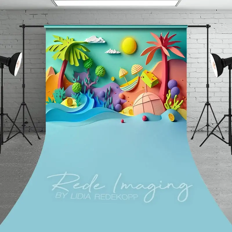 Aperturee Colorful Summer Fun Beach Cake Smash Sweep Backdrop, 5 x 7 ft (1.5 x 2.1 m), 42 USD, sweep backdrops, LRSD5K03-D