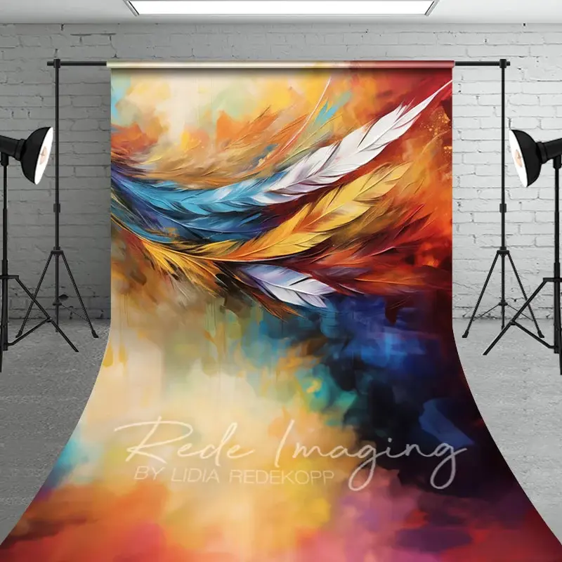 Aperturee Oil Painted Vibrant Feather Fine Art Sweep Backdrop, 5 x 7 ft (1.5 x 2.1 m), 42 USD, sweep backdrops, LRSD5K07-D