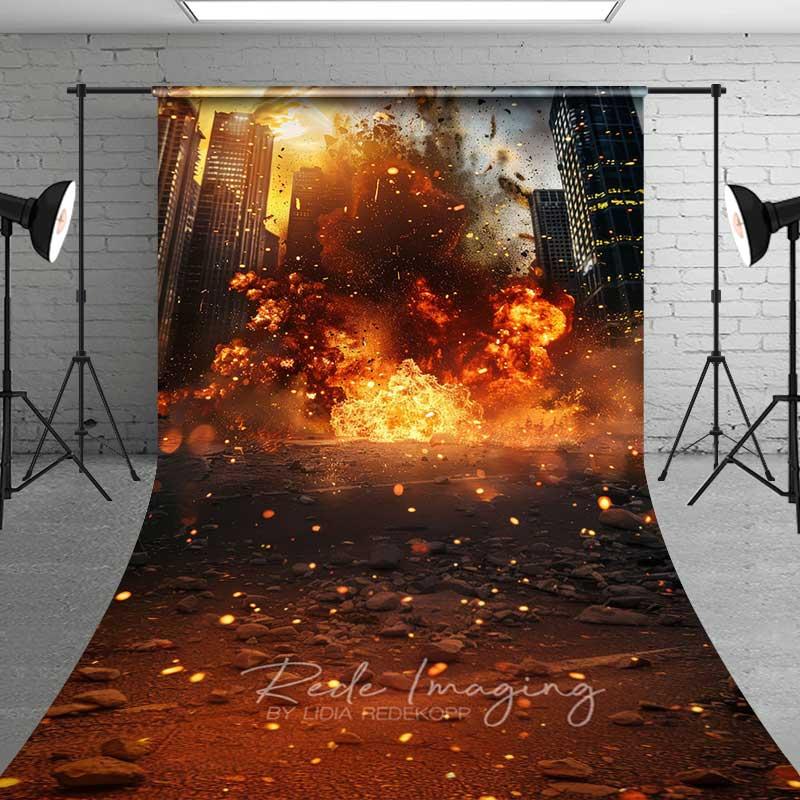 Aperturee City Explosion Sweep Backdrop Cinematic Floor Prop For Studio Action Movie Scene Decoration Professional Photography Rubber Mat