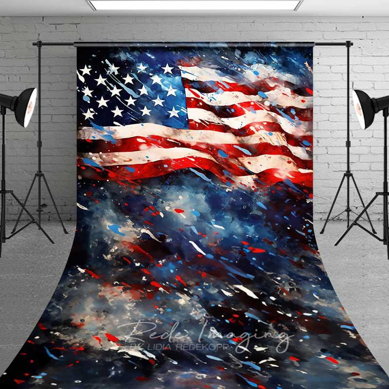 Aperturee Artistic American Flag Sweep Backdrop Patriotic Studio Floor Prop USA Decoration Professional Photography Rubber Floor Mat