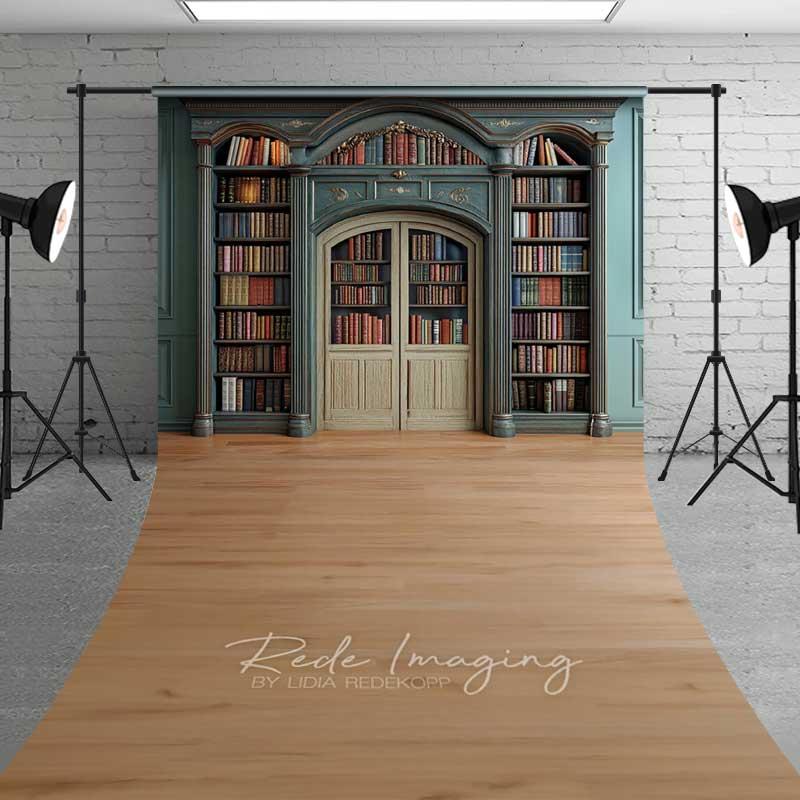 Aperturee Vintage Library Bookshelf Sweep Photo Backdrop Interior Photo Background