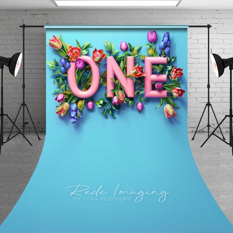 Aperturee Spring Floral One Birthday Sweep Photo Backdrop Floral Theme Photo Background
