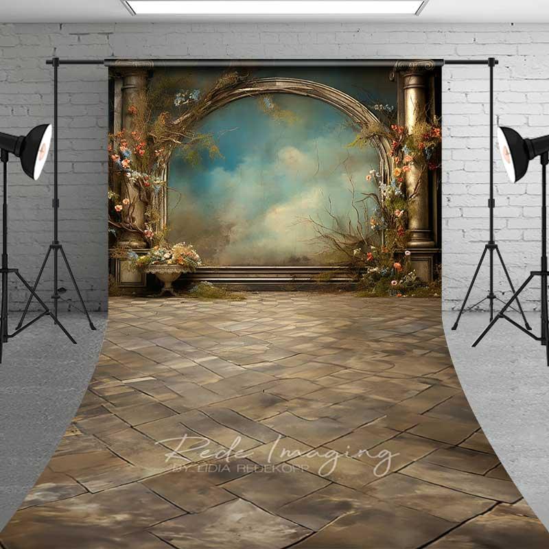 Aperturee Vintage Stone Archway Sweep Photo Backdrop Fine Art Photo Background