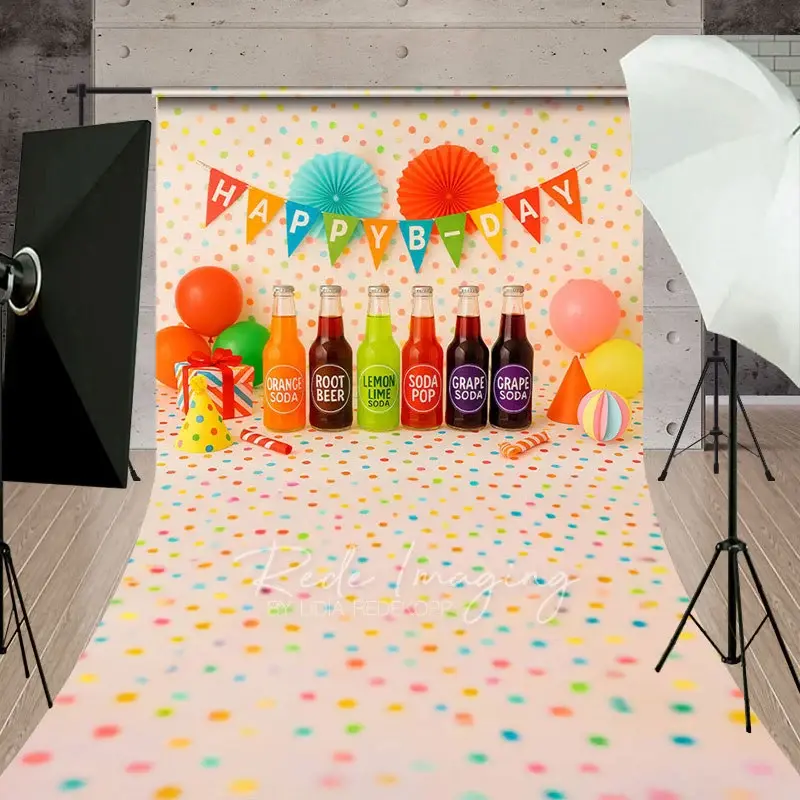 Aperturee Colorful Dots Wall Juice Cake Smash Photo Backdrop, 5 x 7 ft (1.5 x 2.1 m), 42 USD, sweep backdrops, LRSD8K11-D