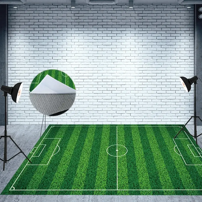 Aperturee Top View Green Football Field Fabric Floor Backdrop, 5X3FT(1.5X1M), 41.2 USD, fabric floor backdrops, MATZYHD7K40-E