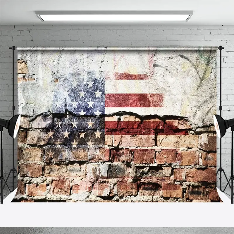 Aperturee Dilapidated Graffiti Wall American Flag Backdrop, 3X2FT(1MX0.6M), 14 USD, independence day backdrops, NYHD11317003-M