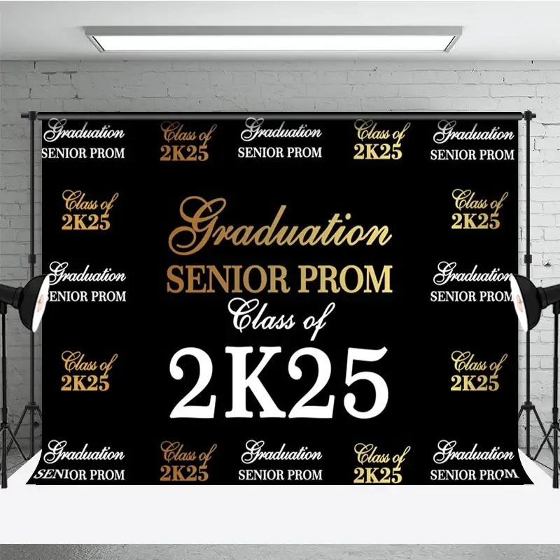 Aperturee Step And Repeat Black Gold Congrats Grad Backdrop, 3X2FT(1MX0.6M), 14 USD, graduation backdrops, NYHD11429472-M
