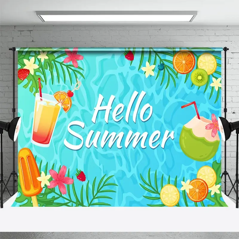 Aperturee Hawaiian Summer Drinks Pool Holiday Party Backdrop, 3X2FT(1MX0.6M), 14 USD, dance backdrops, NYHD11429836-M