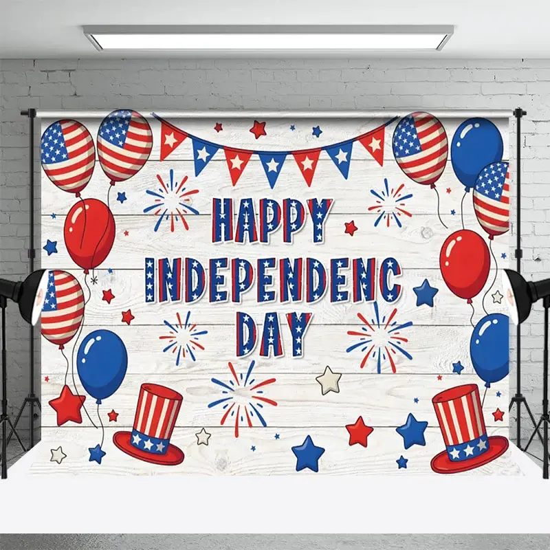 Aperturee Happy Independence Day Balloon Flag Holiday Backdrop, 3X2FT(1MX0.6M), 14 USD, independence day backdrops, NYHD11430491-M