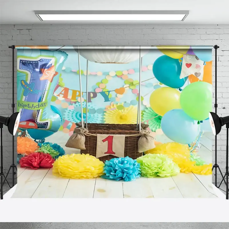 Aperturee Celebrating Balloons Birthday Cake Smash Backdrop, 3X2FT(1MX0.6M), 14 USD, birthday cake smash backdrops, NYHD11430506-M