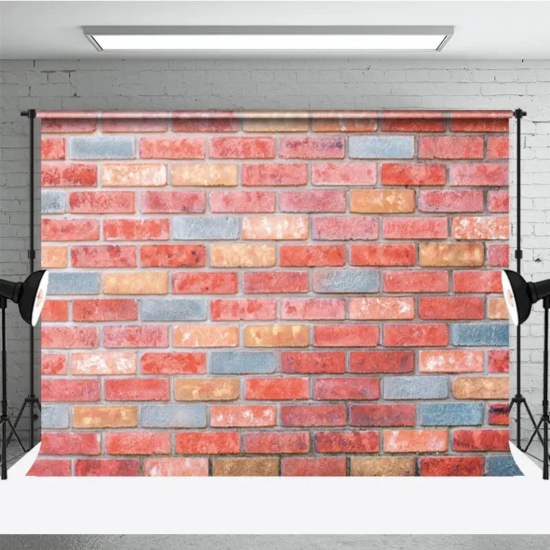 Aperturee Mottled Warm Tones Color Wall Brick Photo Backdrop, 3X2FT(1MX0.6M), 14 USD, brick backdrops, NYHD12808000-M