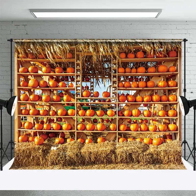 Aperturee Autumn Pumpkin Farm Harvest Photography Backdrop, 3X2FT(1MX0.6M), 14 USD, autumn backdrops, NYHD12808355-M