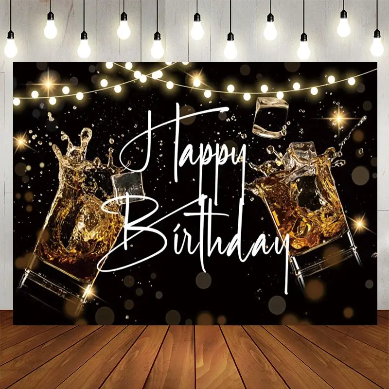 Aperturee Black Bokeh Vibe Lights Cheers To Birthday Backdrop, 5X3FT(1.5X1M), 15.07 USD, birthday backdrops, NYHD13000996-E