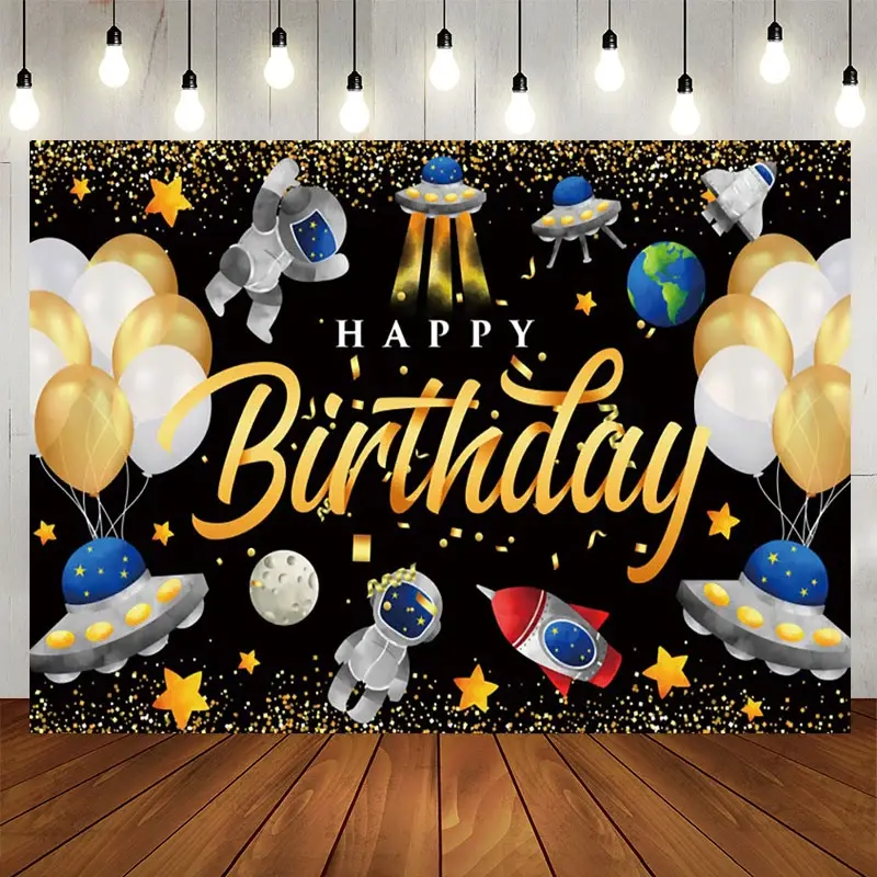 Aperturee Cartoon Starry Sky Balloons Happy Birthday Backdrop, 5X3FT(1.5X5M), 169.17 USD, birthday backdrops, NYHD13001004-E