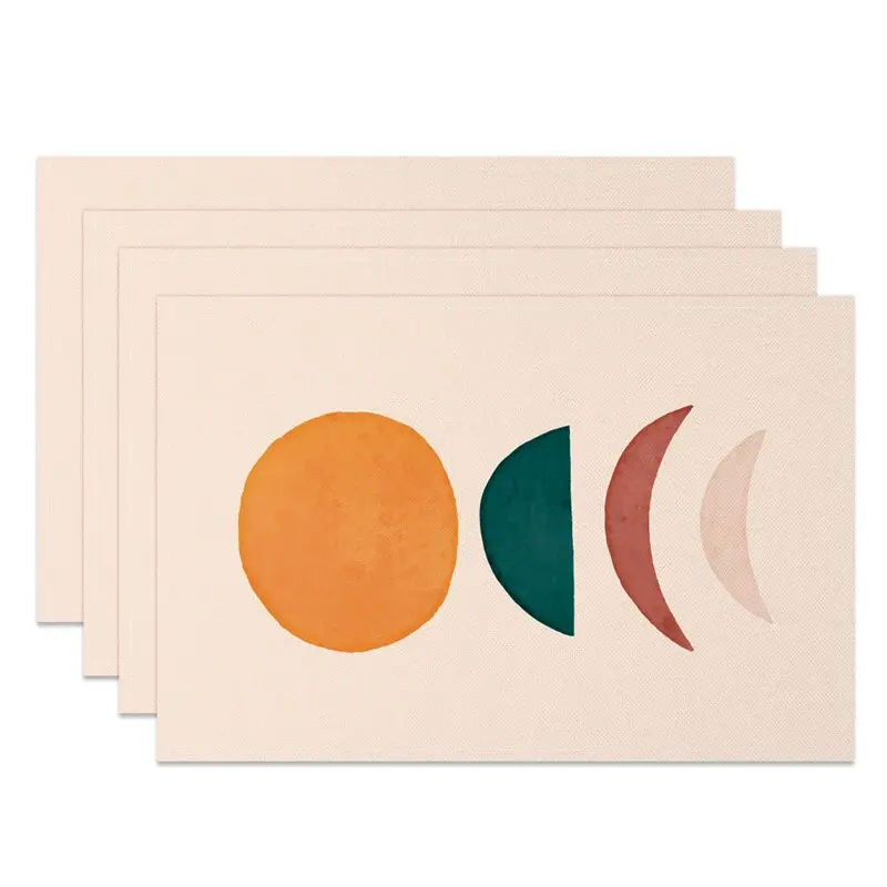 Aperturee Minimalism Abstract Moon Shape Set Of 4 Placemats, 14x12 Inch, 15.8 USD, placemats, NYJY00505-S