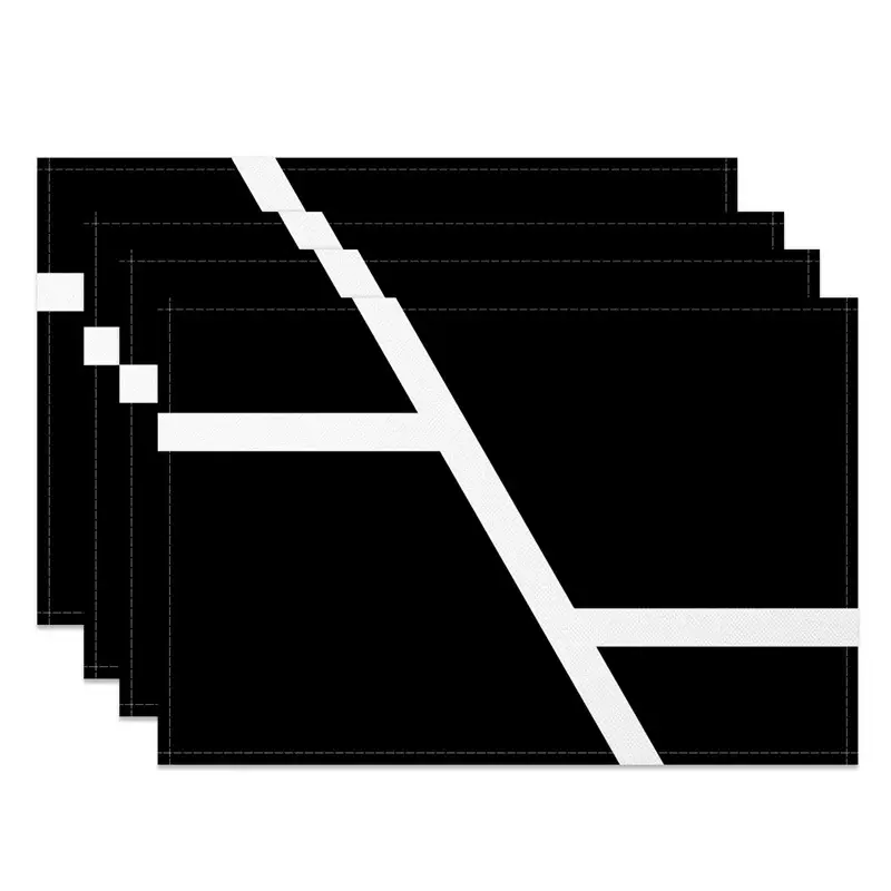 Aperturee Modern Black White Spliced Pattern Set Of 4 Placemats, 14x12 Inch, 15.8 USD, placemats, NYJY00518-S