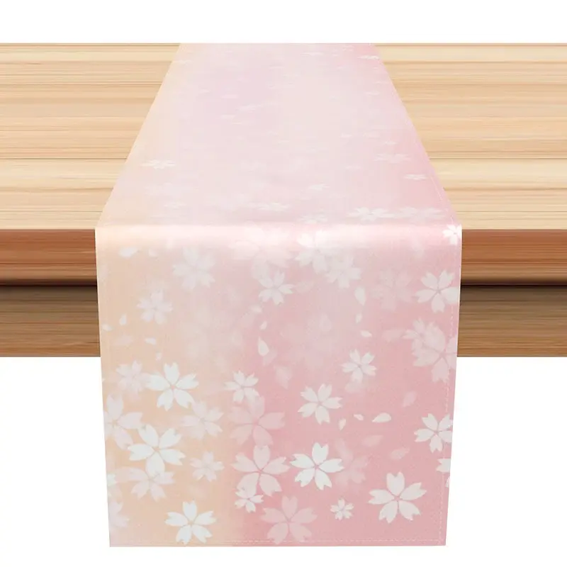 Aperturee Pink Cherry Blossom Spring Table Runner, Japanese Sakura Floral Design, Elegant Wedding or Bridal Shower Decor, 12