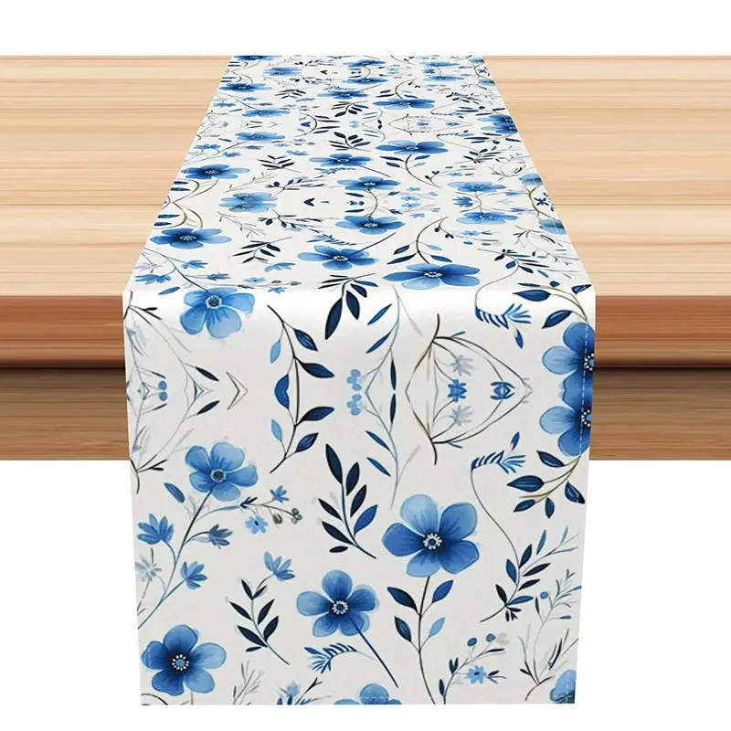 Aperturee Sweet Purple Floral Table Runner in an Ink Painting Style, Abstract Botanical Art, Elegant and Moody Kitchen Decor, 12