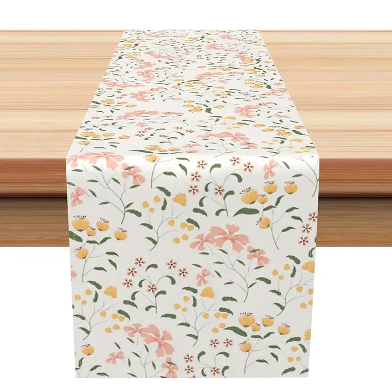 Aperturee Fresh and Bright Spring Floral Table Runner, Elegant Vibe with Colorful Wildflowers, Modern Kitchen Dining Decor, 12