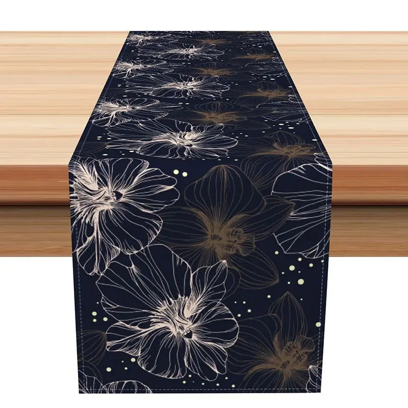 Aperturee Moody Floral Table Runner with Hand Painted Flowers, Dark and Light Botanical Art, Elegant and Romantic Decor, 12
