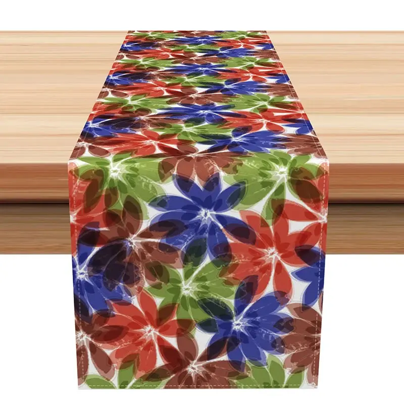 Aperturee Vintage Faded Floral Table Runner in Blue, Green and Red, for Shabby Chic and Farmhouse Kitchen Decor, 12x72in (WxH), 15.52 USD, table run