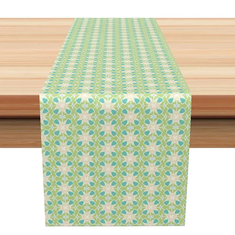Aperturee Classic Geometric Table Runner in Sage Green, for Modern Farmhouse and Spring Kitchen Dining Decor, 12x72in (WxH), 15.52 USD, table runner