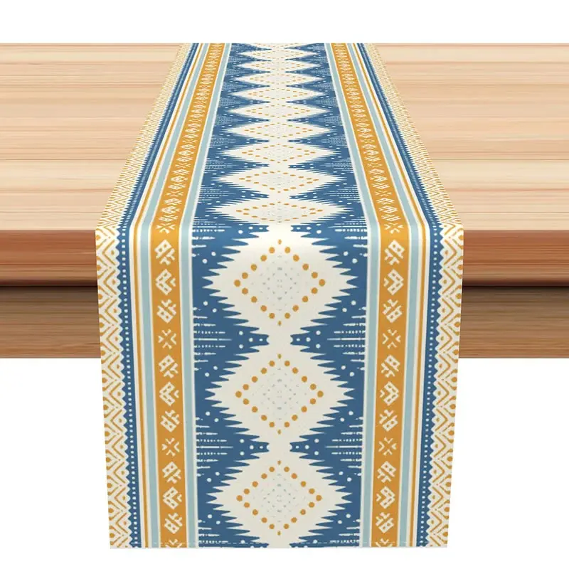 Aperturee Traditional Tribal Table Runner with Geometric Stripe Pattern, for Aztec and Southwest Style Decor, 12x72in (WxH), 15.52 USD, table runner