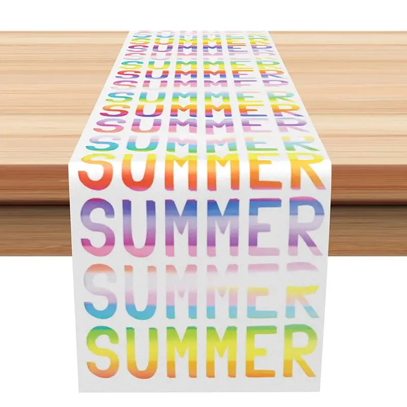 Aperturee Modern Summer Table Runner with Abstract Gradient Print, for Colorful Contemporary Kitchen Dining Decor, 12x72in (WxH), 15.52 USD, table r