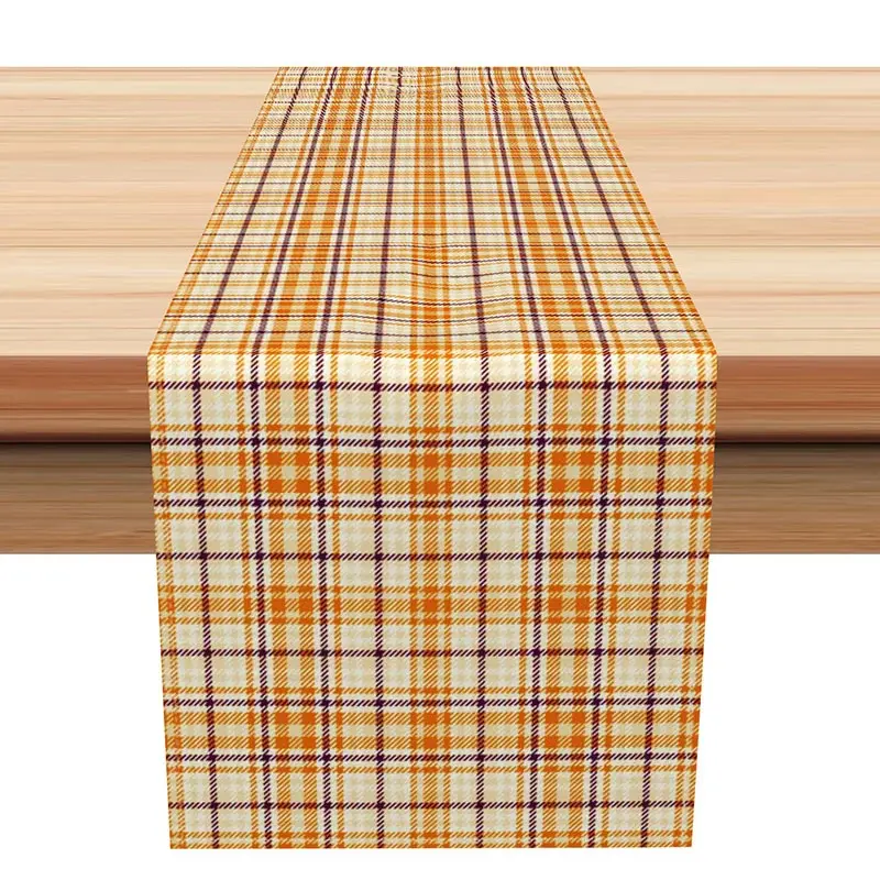Aperturee Retro Plaid Table Runner with Fresh Warm Color Vibe, for Old Style Farmhouse and Kitchen Table Decor, 12x72in (WxH), 15.52 USD, autumn tab