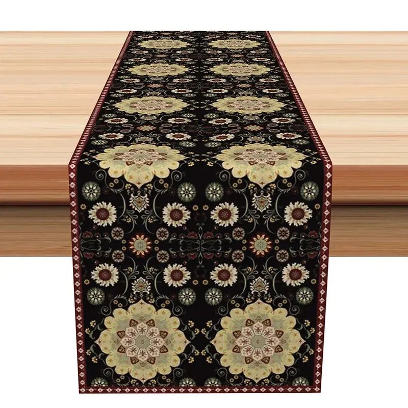 Aperturee Classic Slovak Folk Art Table Runner with Repeating Pattern, for Traditional and European Decor, 12x72in (WxH), 15.52 USD, floral table ru