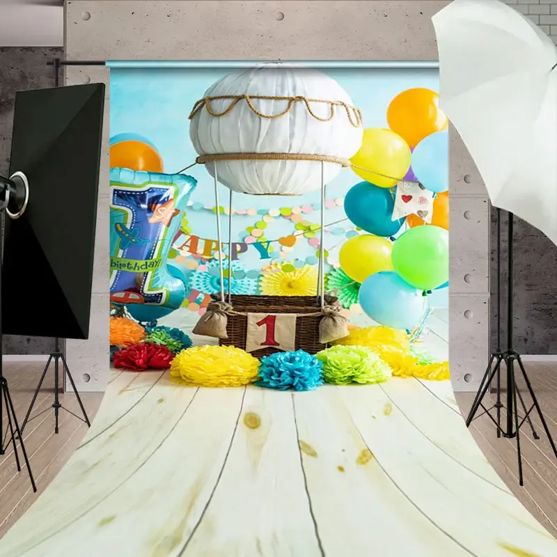 Aperturee Hot Air Balloon Birthday Cake Smash Sweep Backdrop, 5X7FT(1.5X2.1M), 42 USD, sweep backdrops, NYSD11430505-D