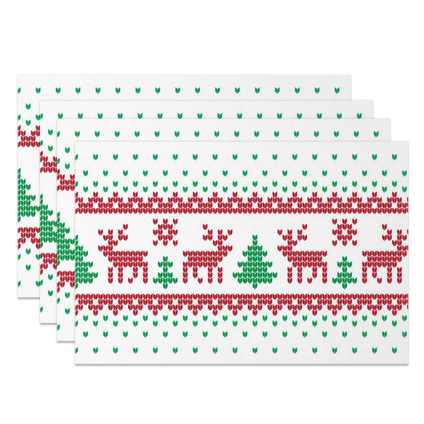 Aperturee Christmas Elk Tree Pixel Pattern Set Of 4 Placemats, 14x12 Inch, 15.8 USD, NYWH00415-S, placemats