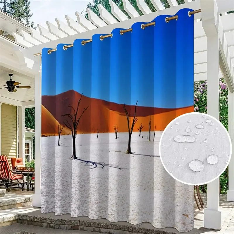 Aperturee Sand Dune Desert Landscape Waterproof Printed Outdoor Curtains, W52in x L84in, 19.99 USD, printed outdoor curtains, S0D11700-S