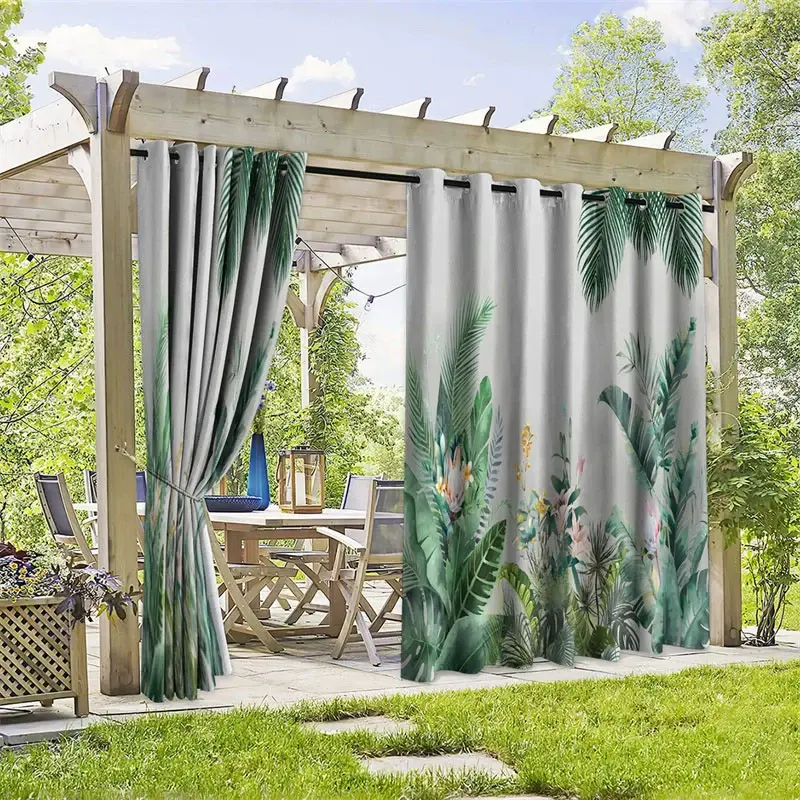 Aperturee Hawaii Vibe Fresh Waterproof Printed Outdoor Curtains, W52in x L84in, 87.43 USD, printed outdoor curtains, S0D12148-S