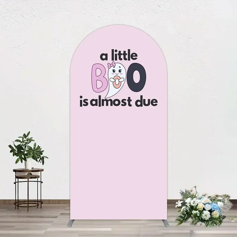 Aperturee Little Boo Almost Due Pink Baby Shower Arch Backdrop, 1.6 x 4 ft (0.5 x 1.2 m), 98.18 USD, arch backdrop kit, XQGD1X75-AJ